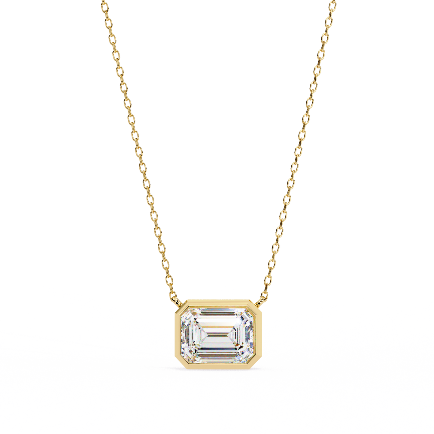 Emerald Whisper – Emerald Cut Lab Diamond Pendant Necklace