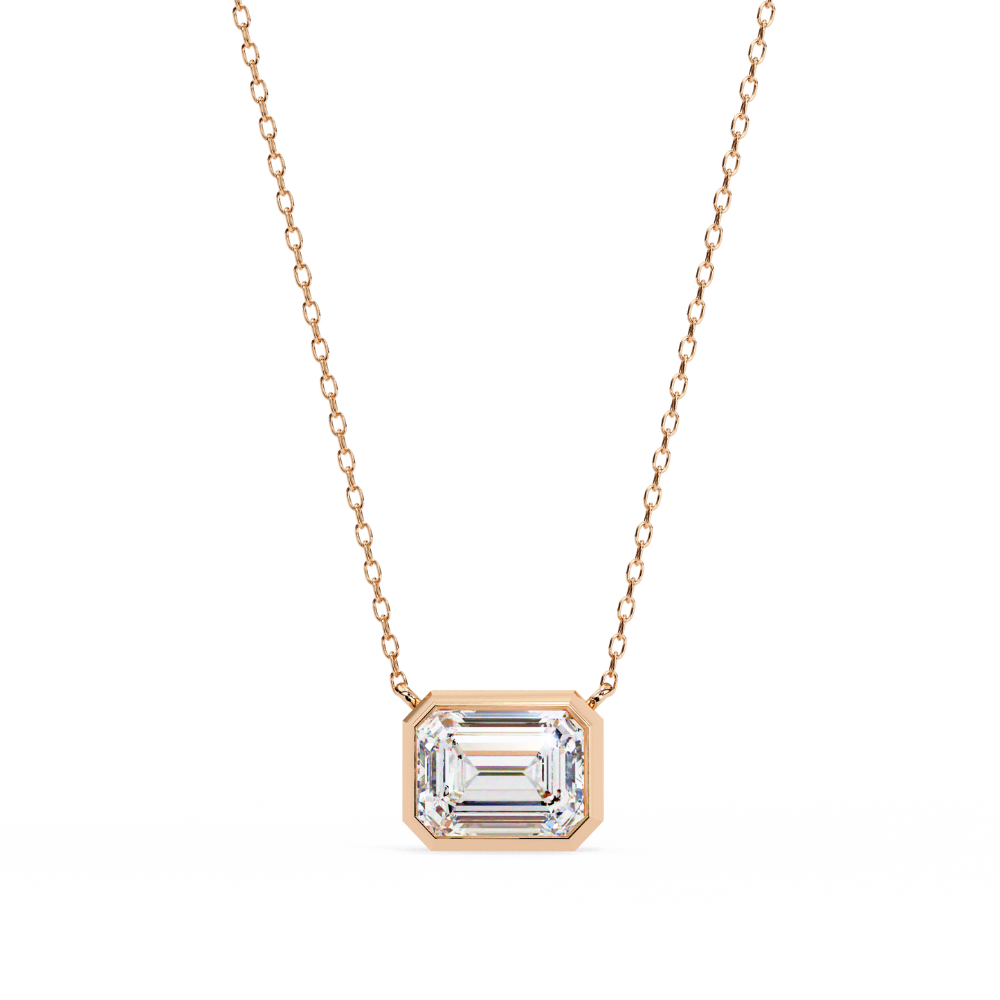 Emerald Whisper – Emerald Cut Lab Diamond Pendant Necklace