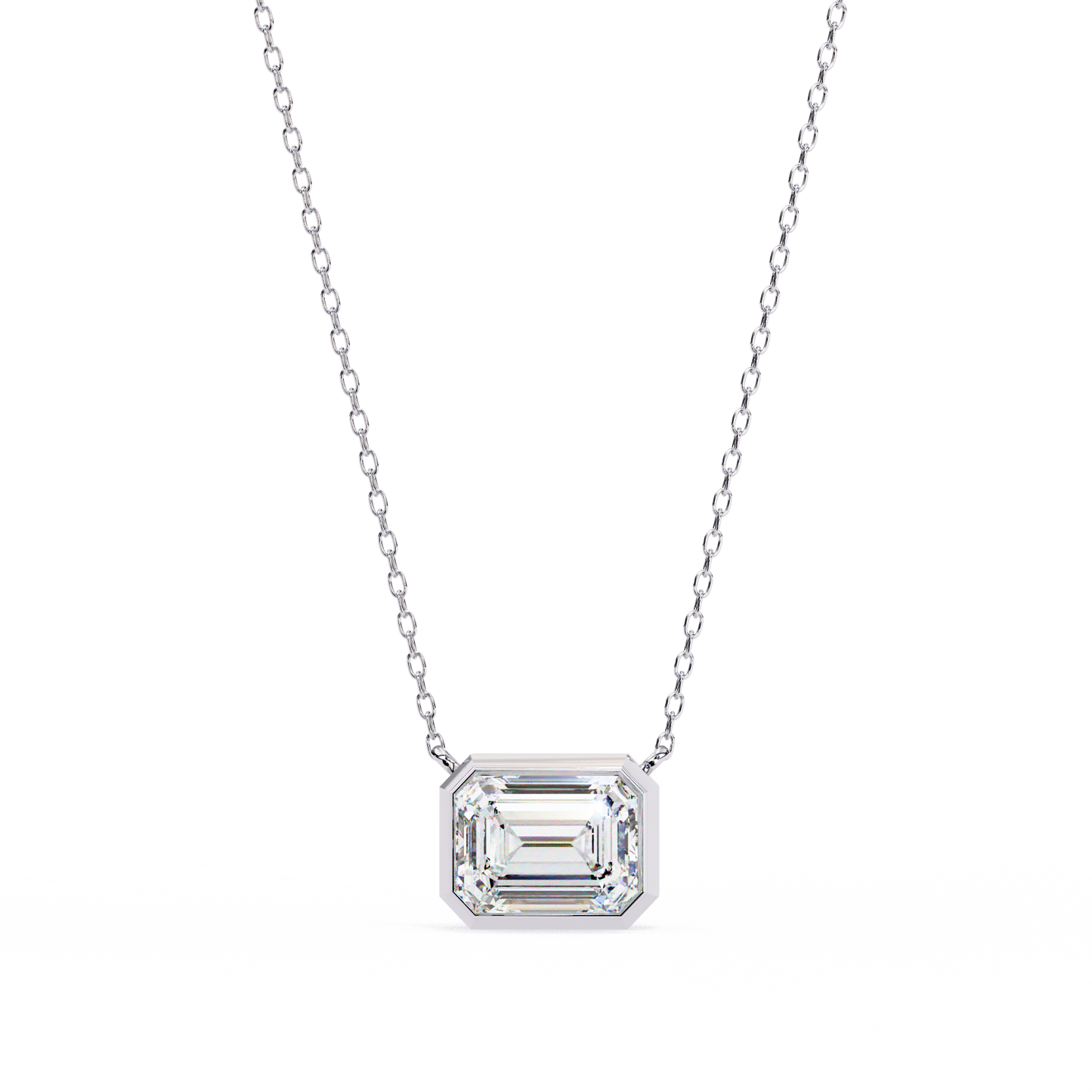 Emerald Whisper – Emerald Cut Lab Diamond Pendant Necklace