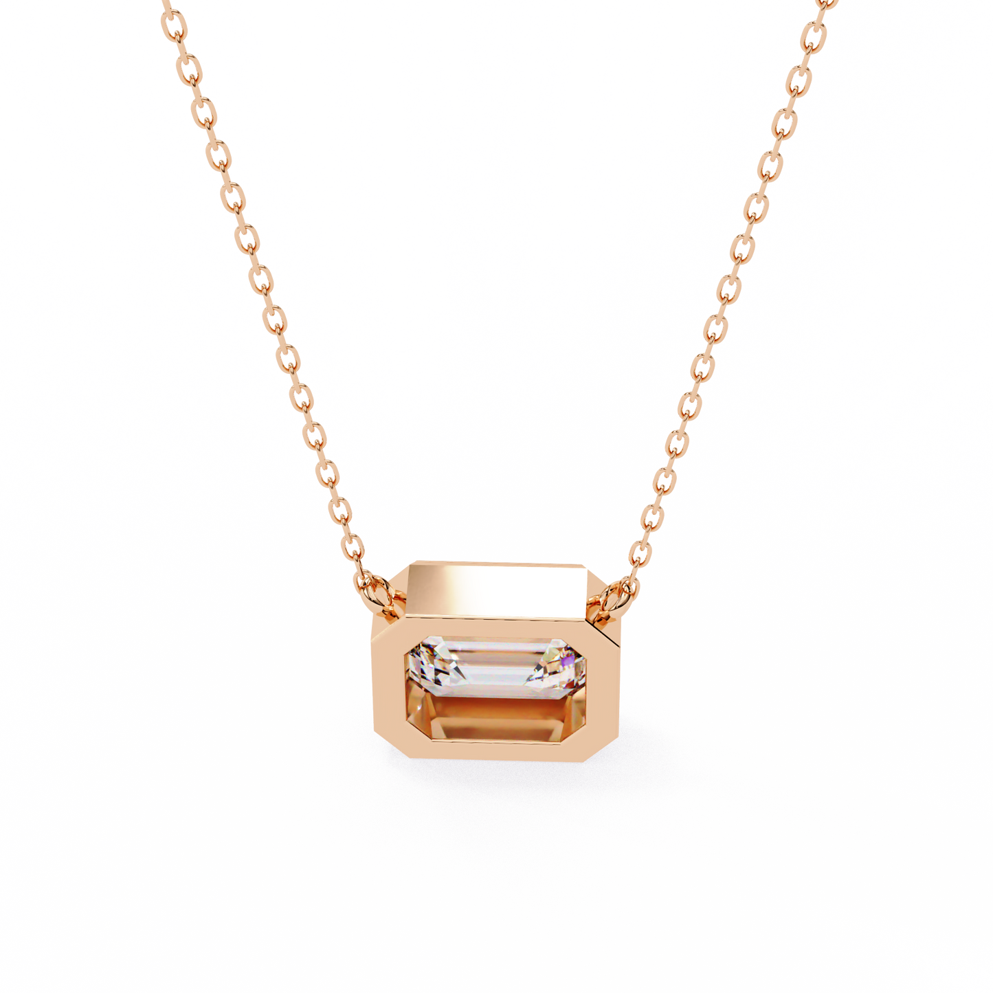 Emerald Whisper – Emerald Cut Lab Diamond Pendant Necklace