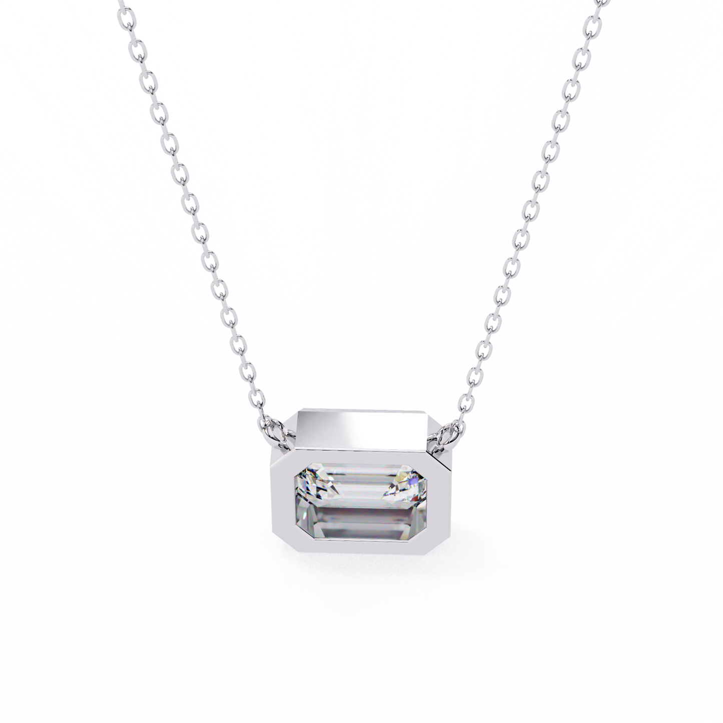 Emerald Whisper – Emerald Cut Lab Diamond Pendant Necklace