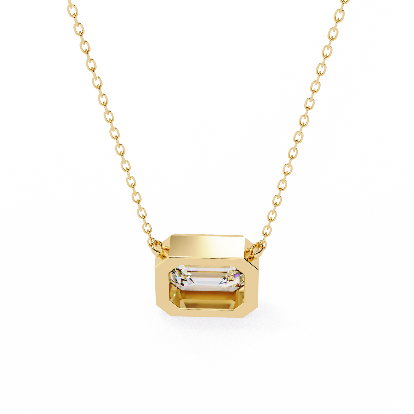 Emerald Whisper – Emerald Cut Lab Diamond Pendant Necklace
