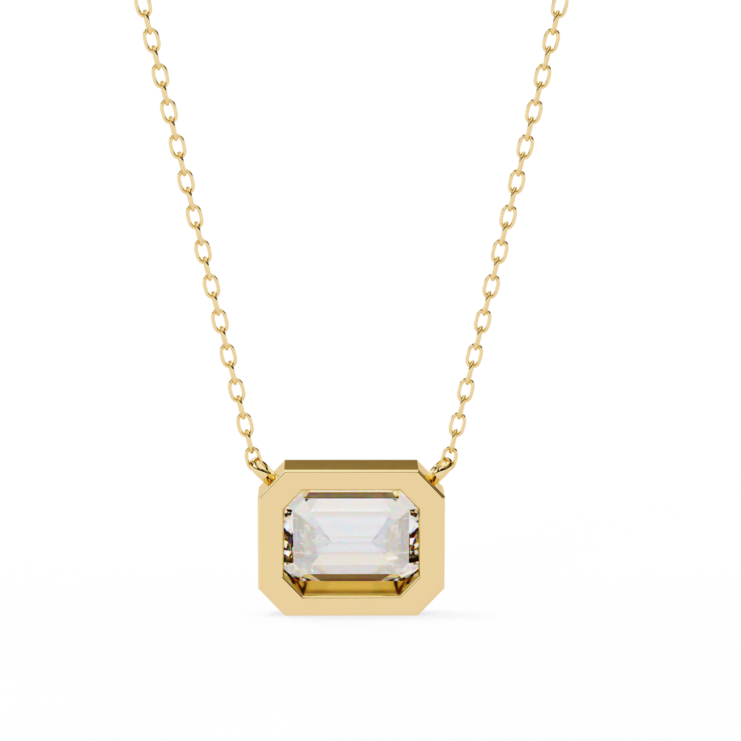 Emerald Whisper – Emerald Cut Lab Diamond Pendant Necklace