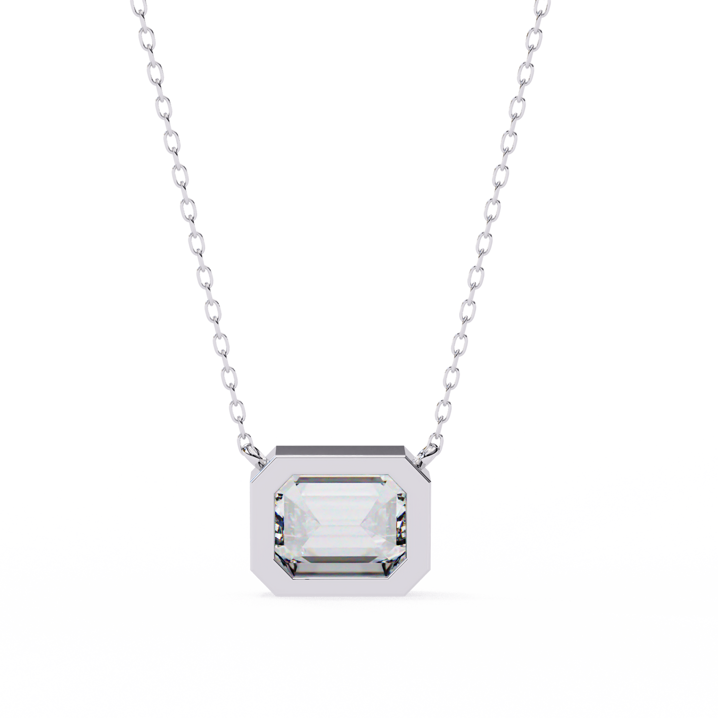 Emerald Whisper – Emerald Cut Lab Diamond Pendant Necklace