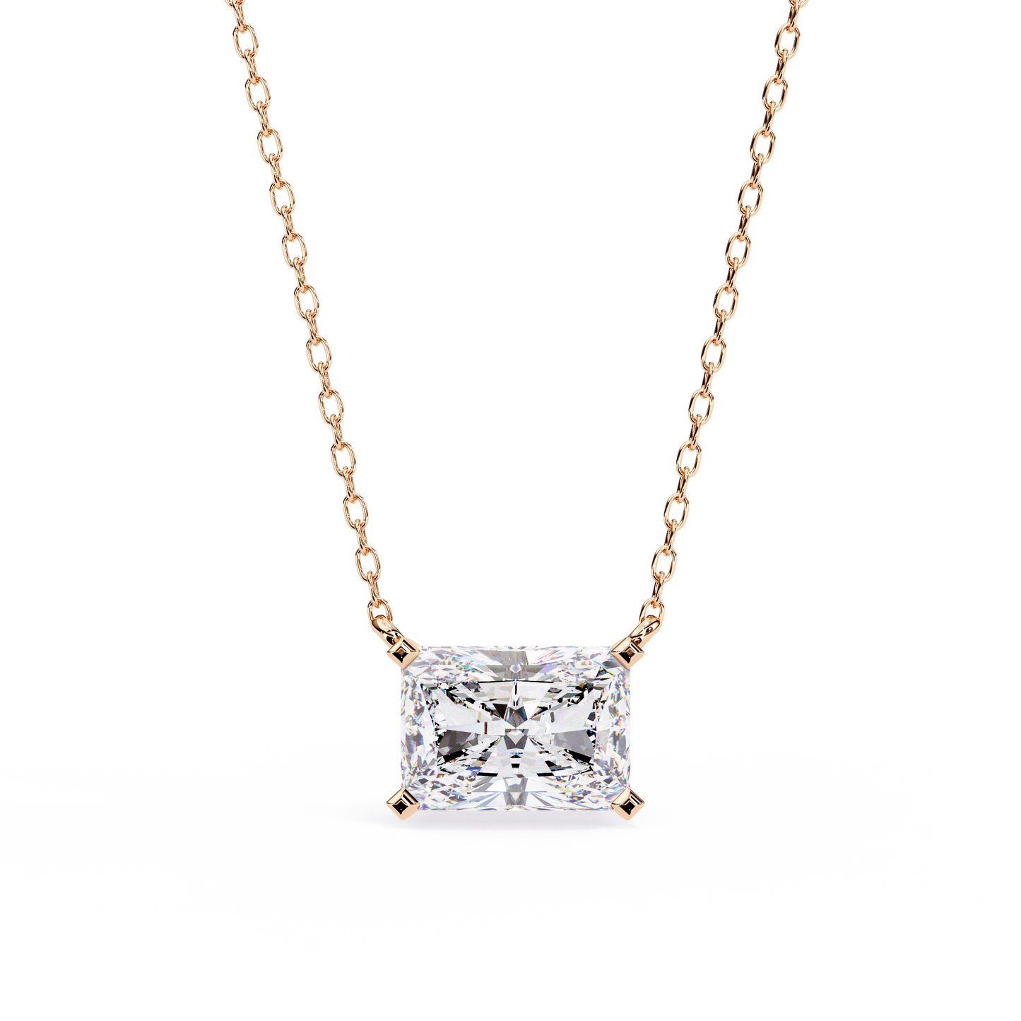 Solar Edge – Radiant Cut Lab Diamond Bold Pendant Necklace