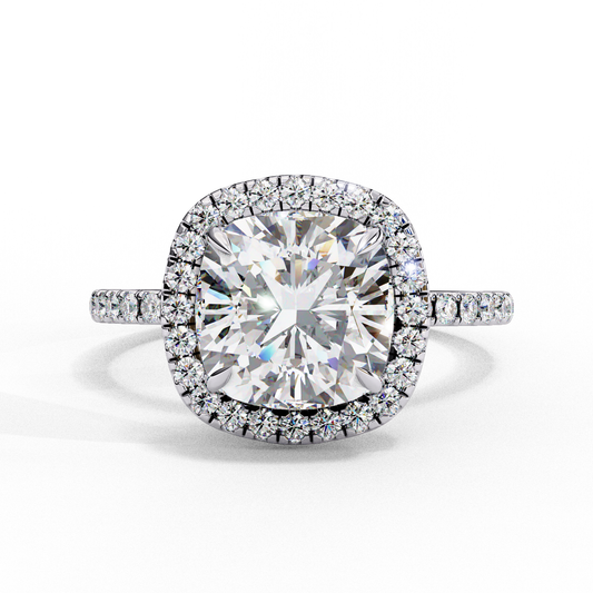 Regalia – Cushion-Cut Diamond Double Halo Ring in 14K Gold