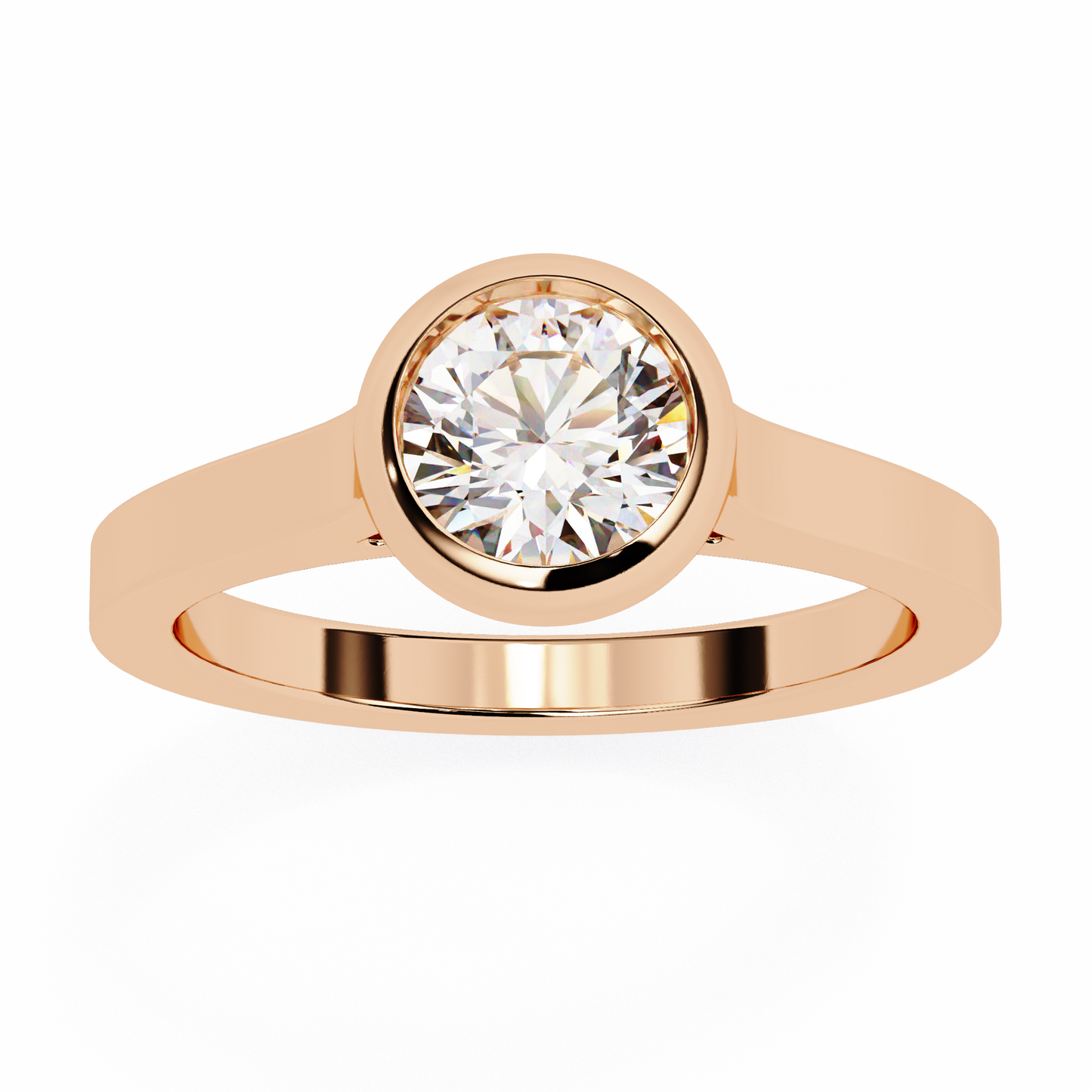 Round Nova – Lab Diamond Bazel Solitaire Ring in 14K Gold