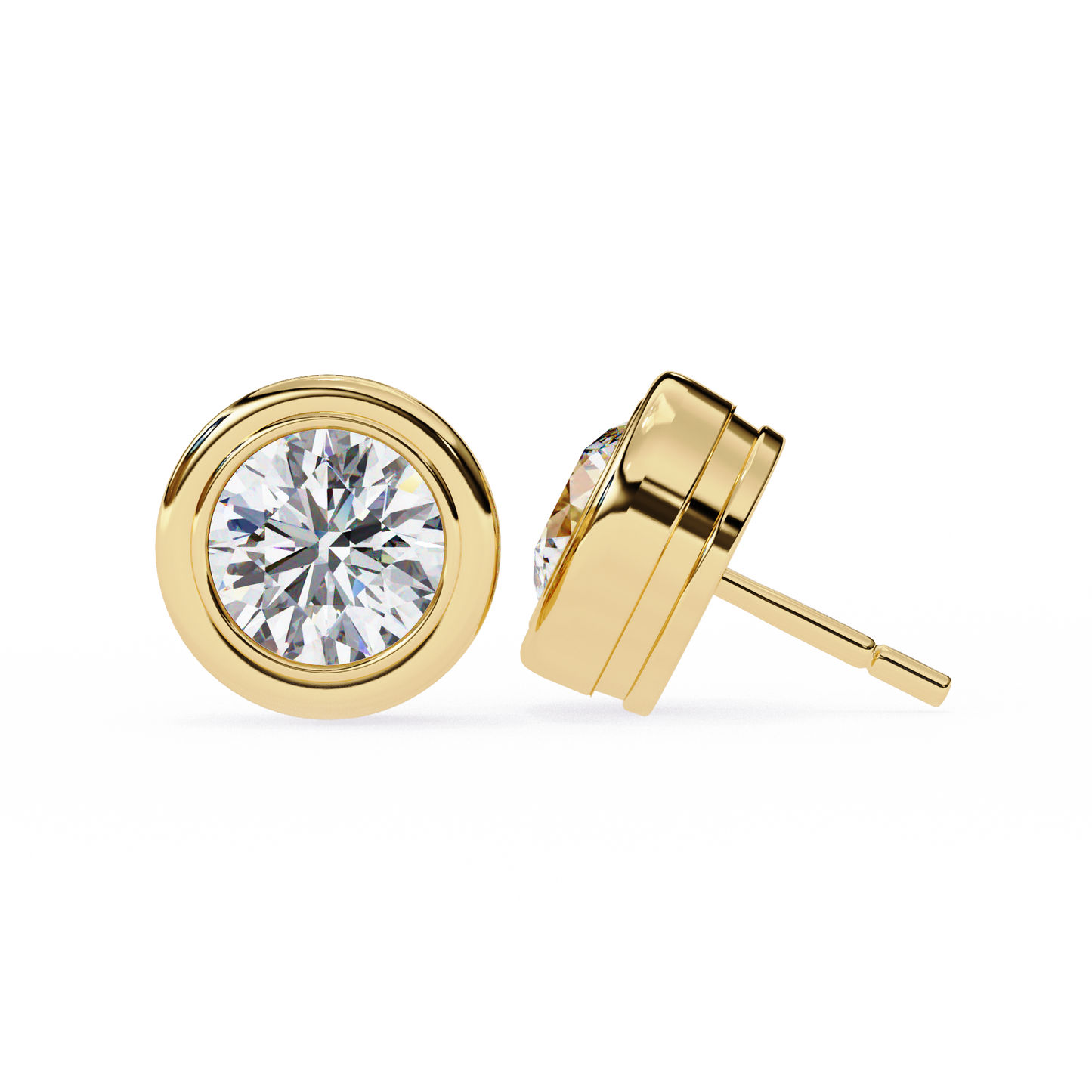 Celestia Dome – Round Lab Diamond Sculpted Stud Earrings
