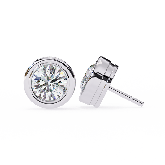 Celestia Dome – Round Diamond Sculpted Stud Earrings