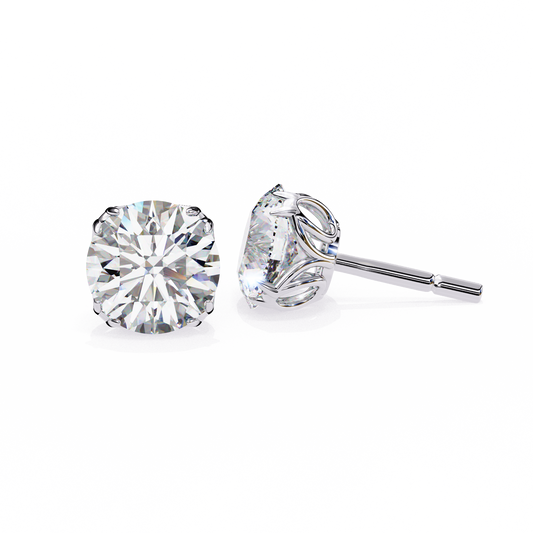 Solstice Glint – Round Diamond Classic Halo Studs