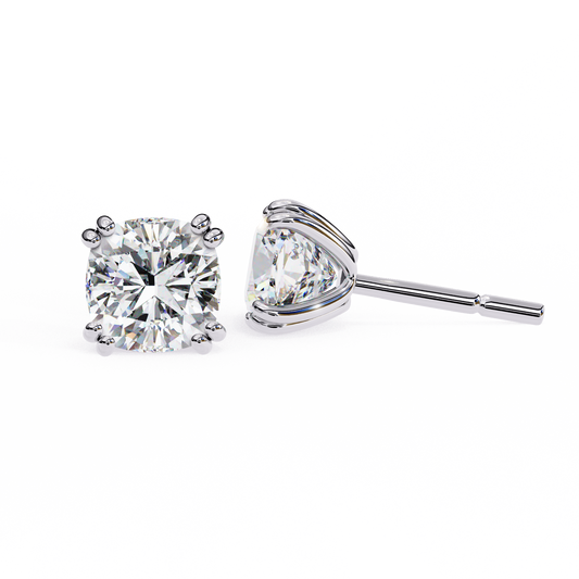 Luna Petal – Round Diamond Floral Halo Studs