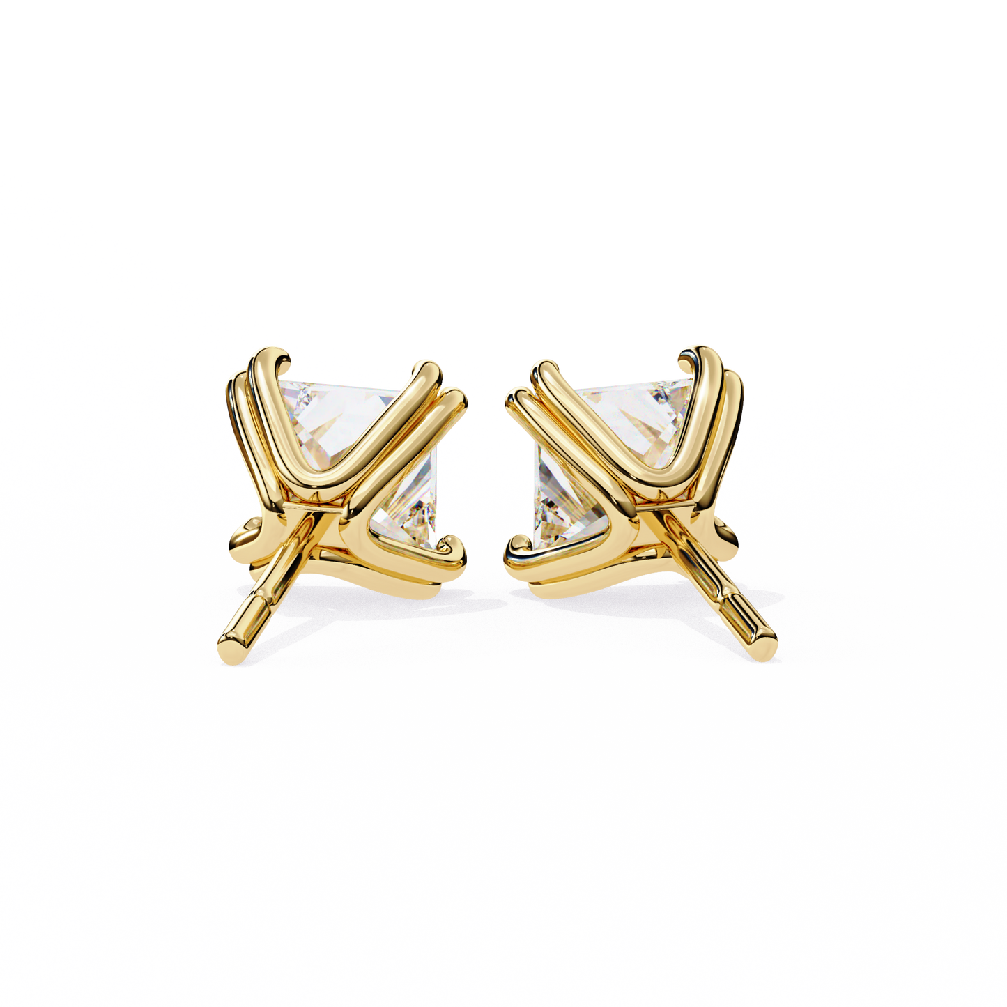 Crownlight – Princess Cut Lab Diamond Studs with Framed Halo