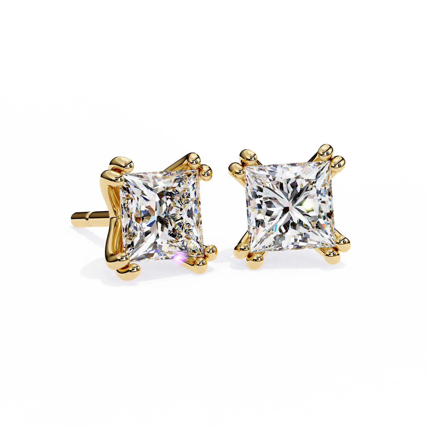 Crownlight – Princess Cut Lab Diamond Studs with Framed Halo