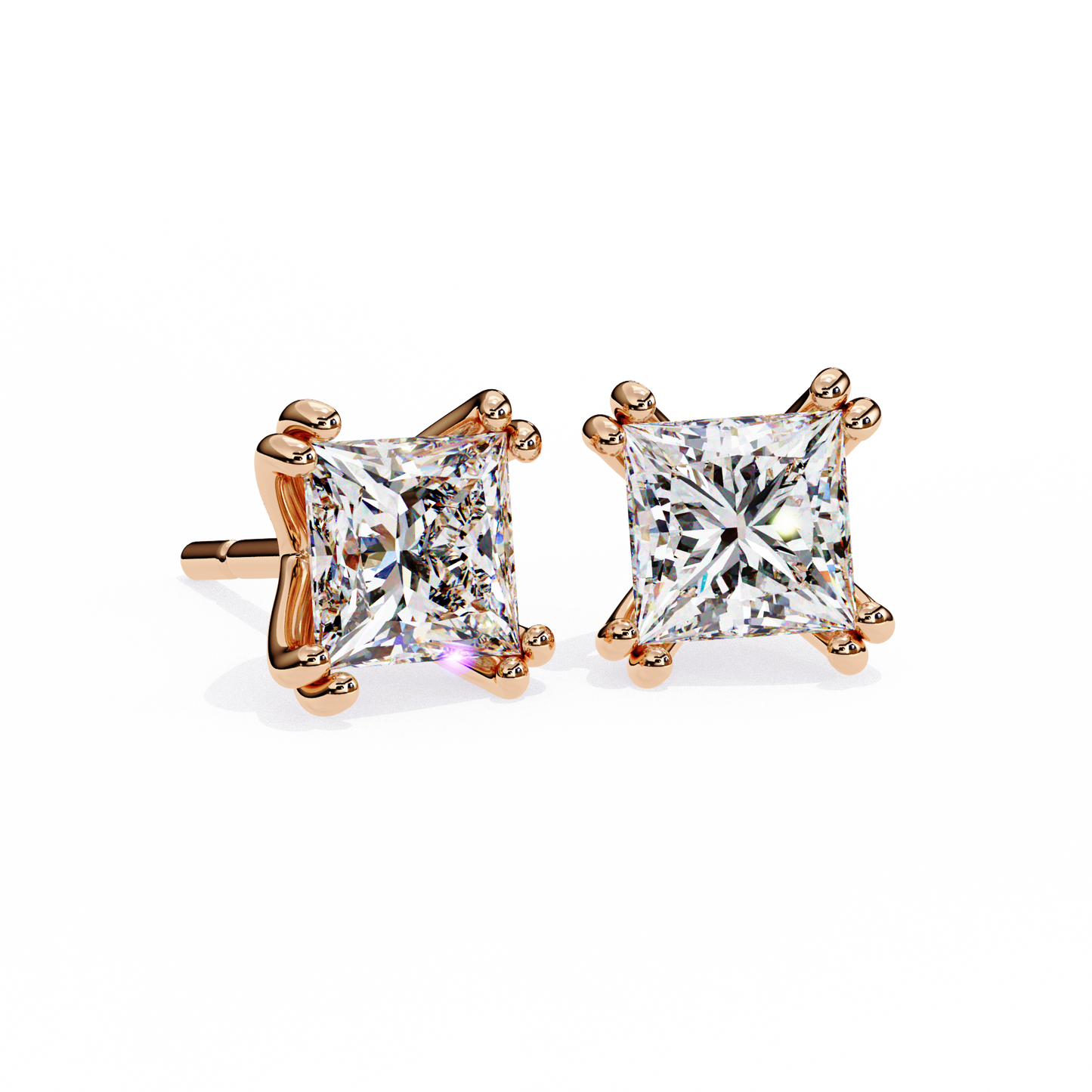 Crownlight – Princess Cut Lab Diamond Studs with Framed Halo