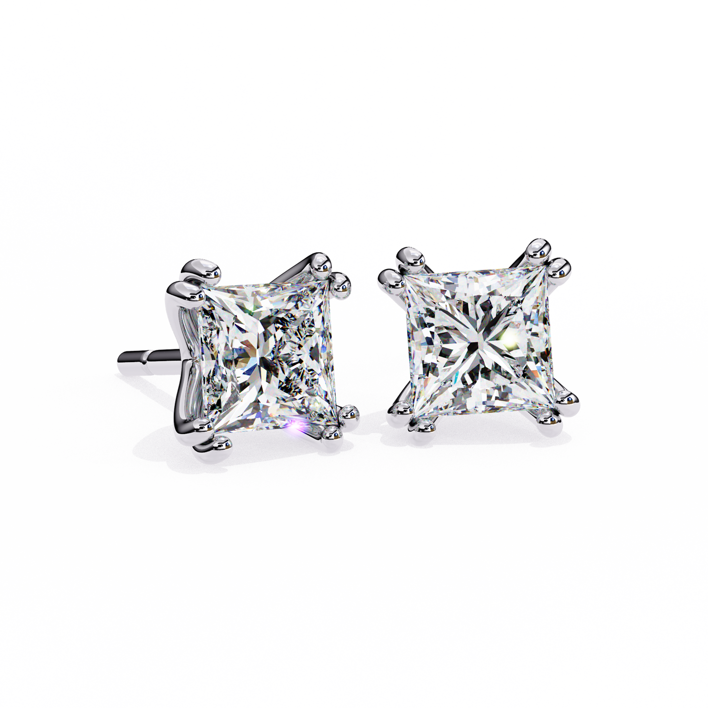 Crownlight – Princess Cut Lab Diamond Studs with Framed Halo