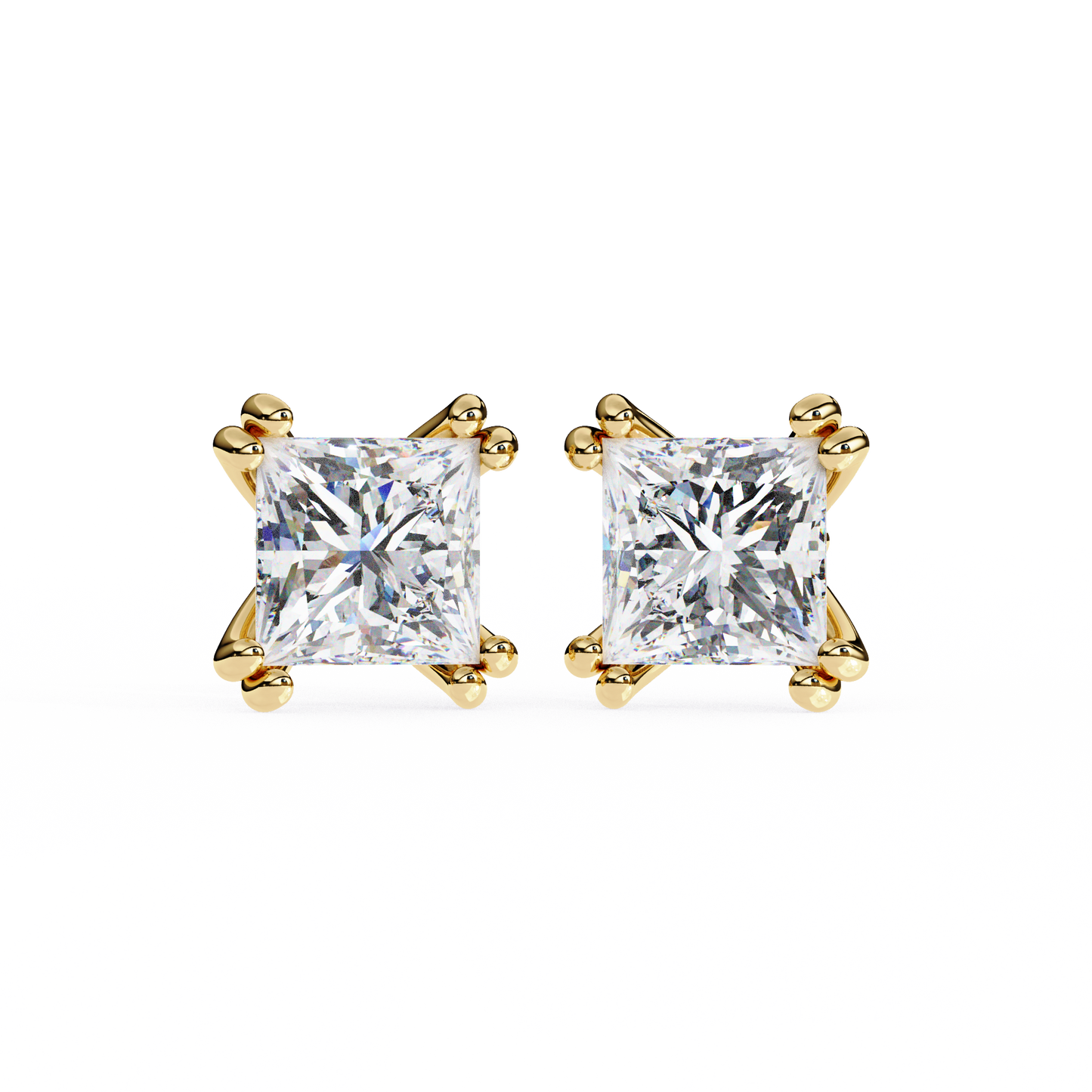 Crownlight – Princess Cut Lab Diamond Studs with Framed Halo