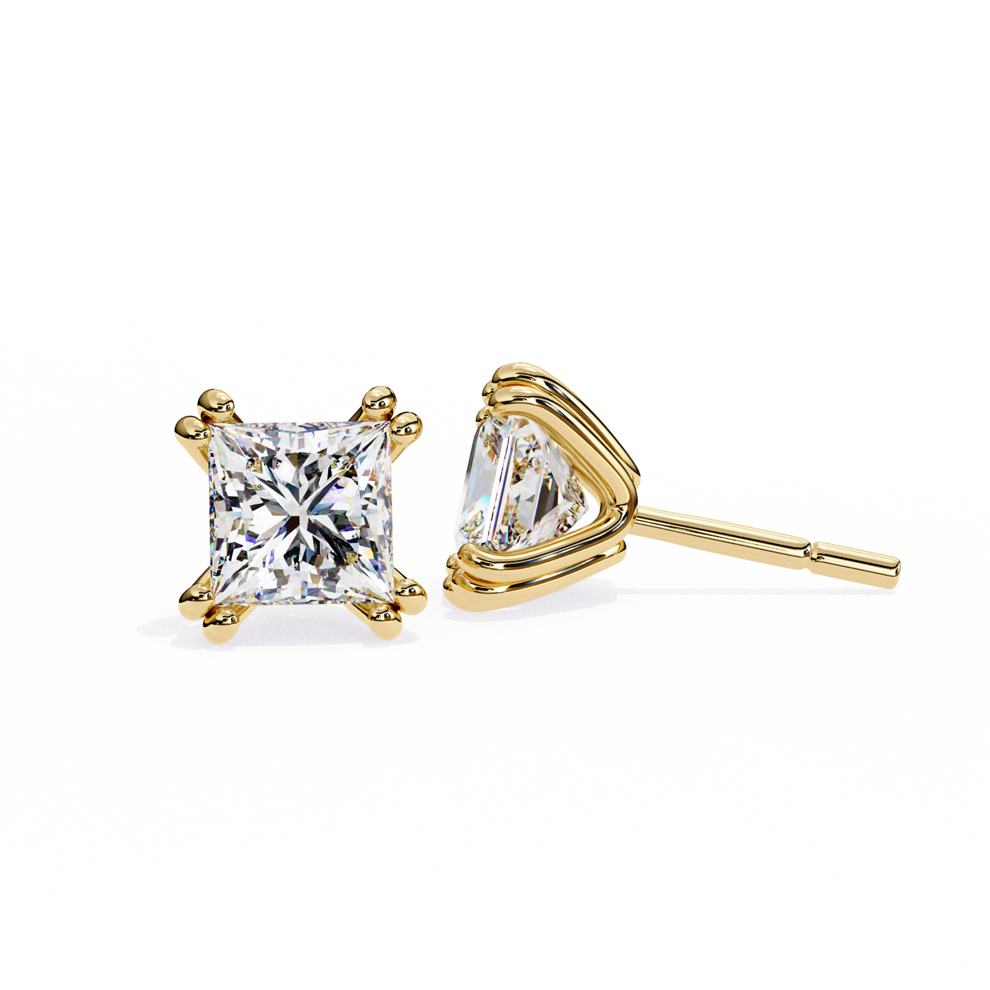 Crownlight – Princess Cut Lab Diamond Studs with Framed Halo