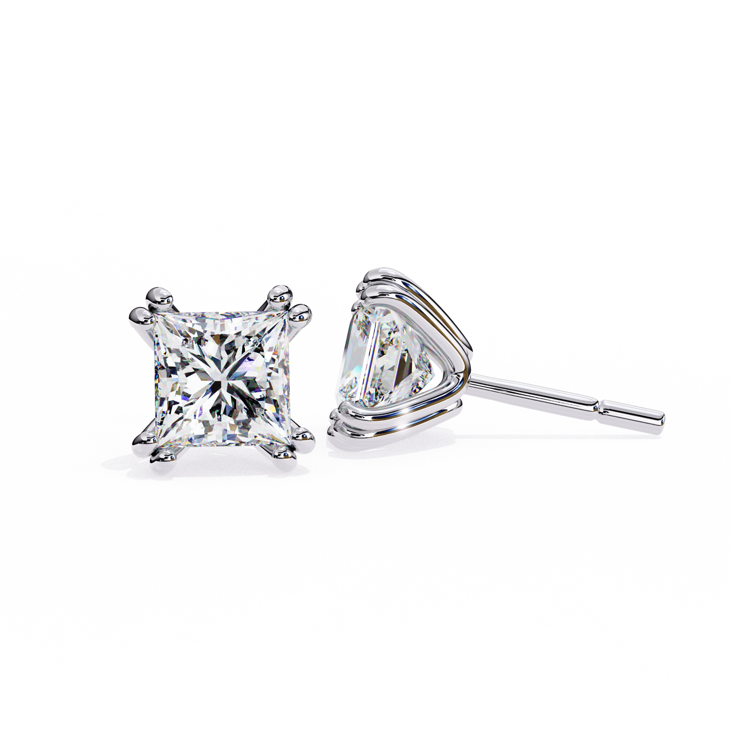 Crownlight – Princess Cut Lab Diamond Studs with Framed Halo
