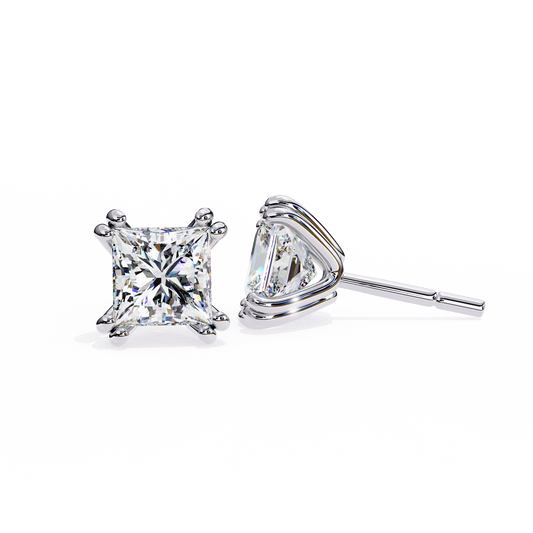 Crownlight – Princess Cut Diamond Studs with Framed Halo