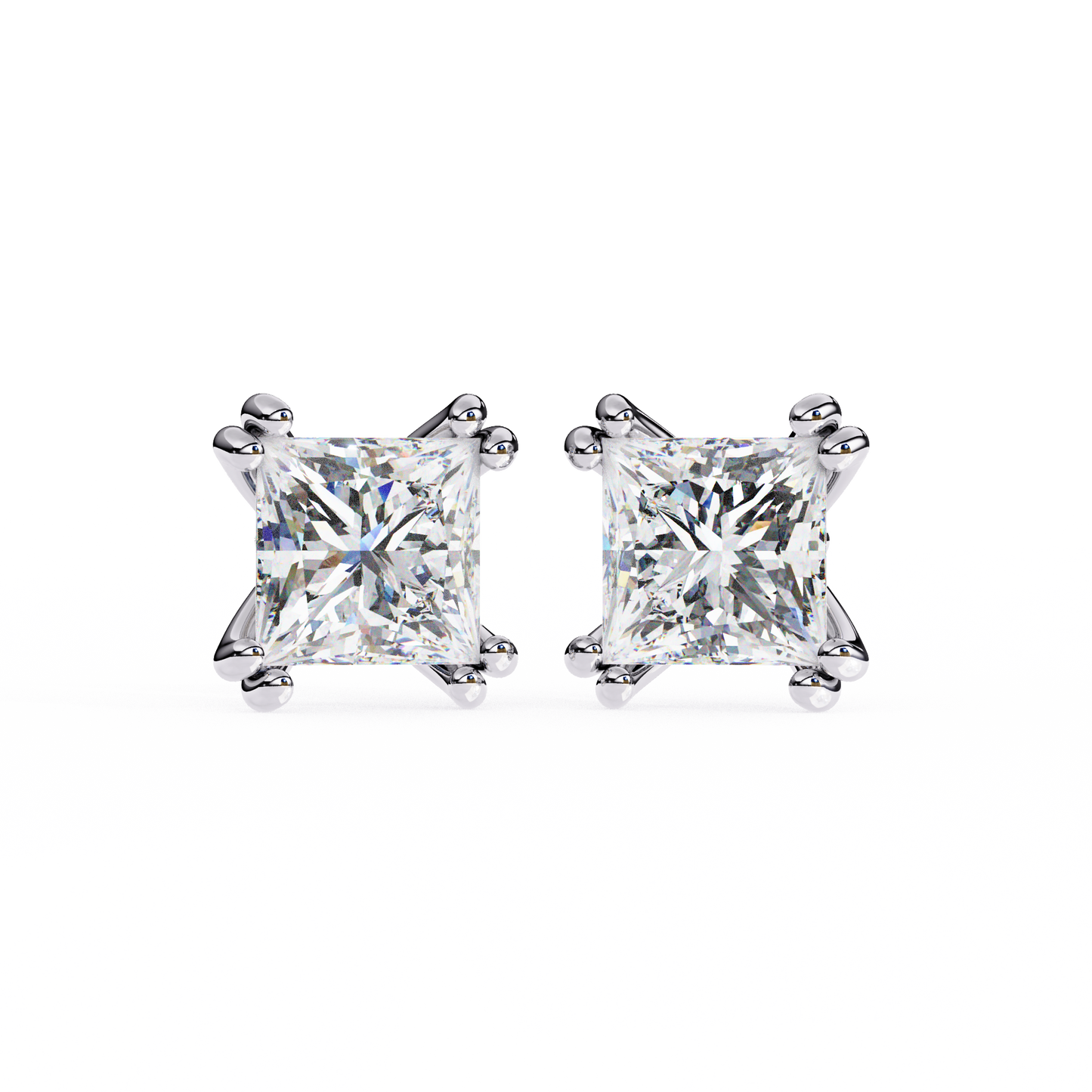 Crownlight – Princess Cut Lab Diamond Studs with Framed Halo