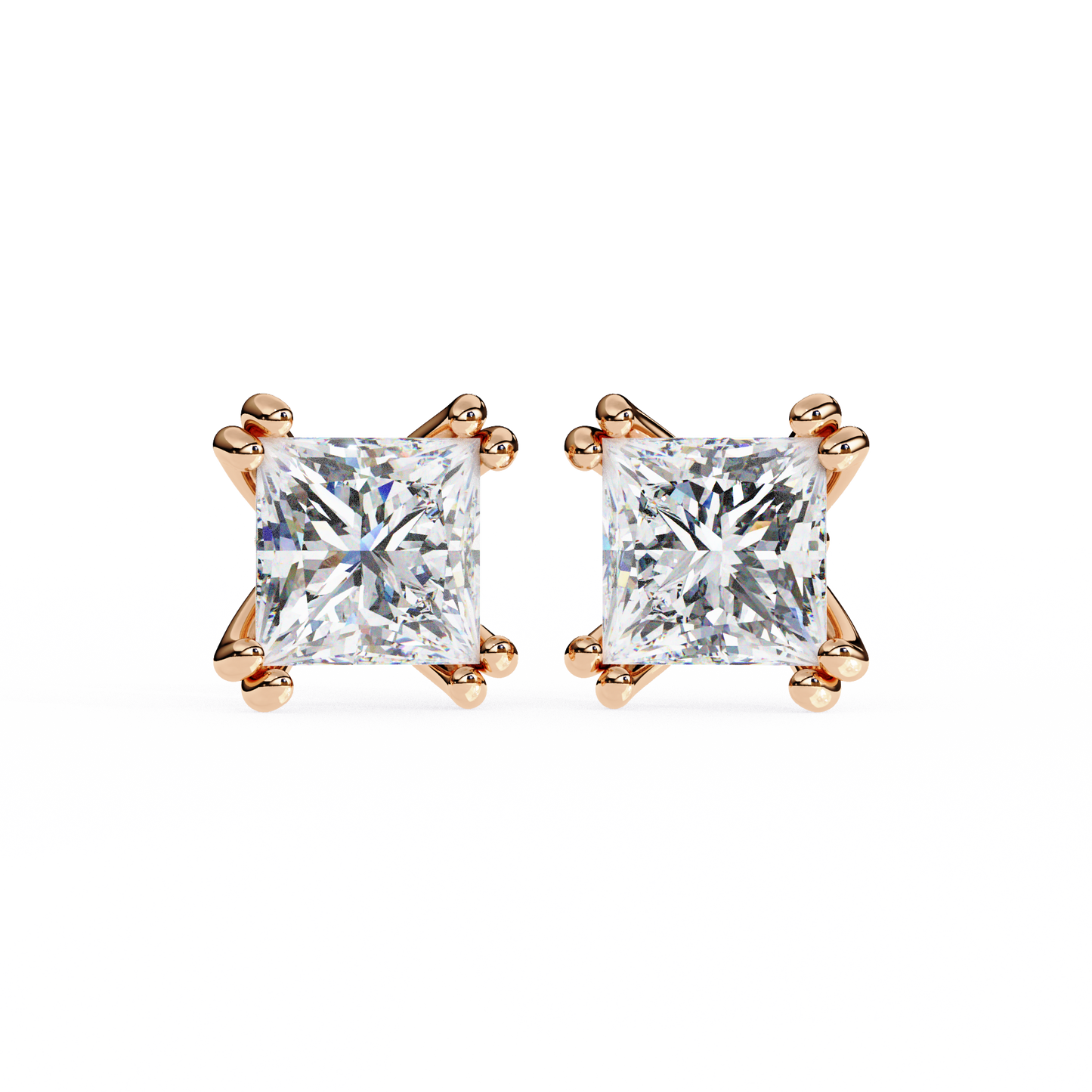 Crownlight – Princess Cut Lab Diamond Studs with Framed Halo