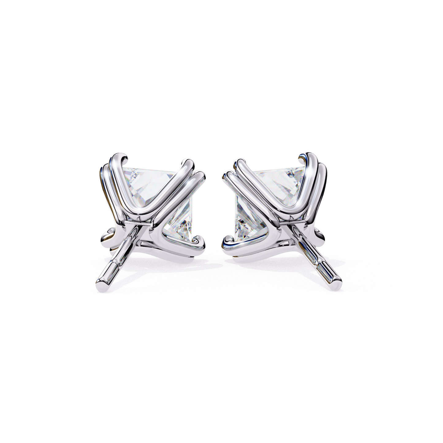 Crownlight – Princess Cut Lab Diamond Studs with Framed Halo