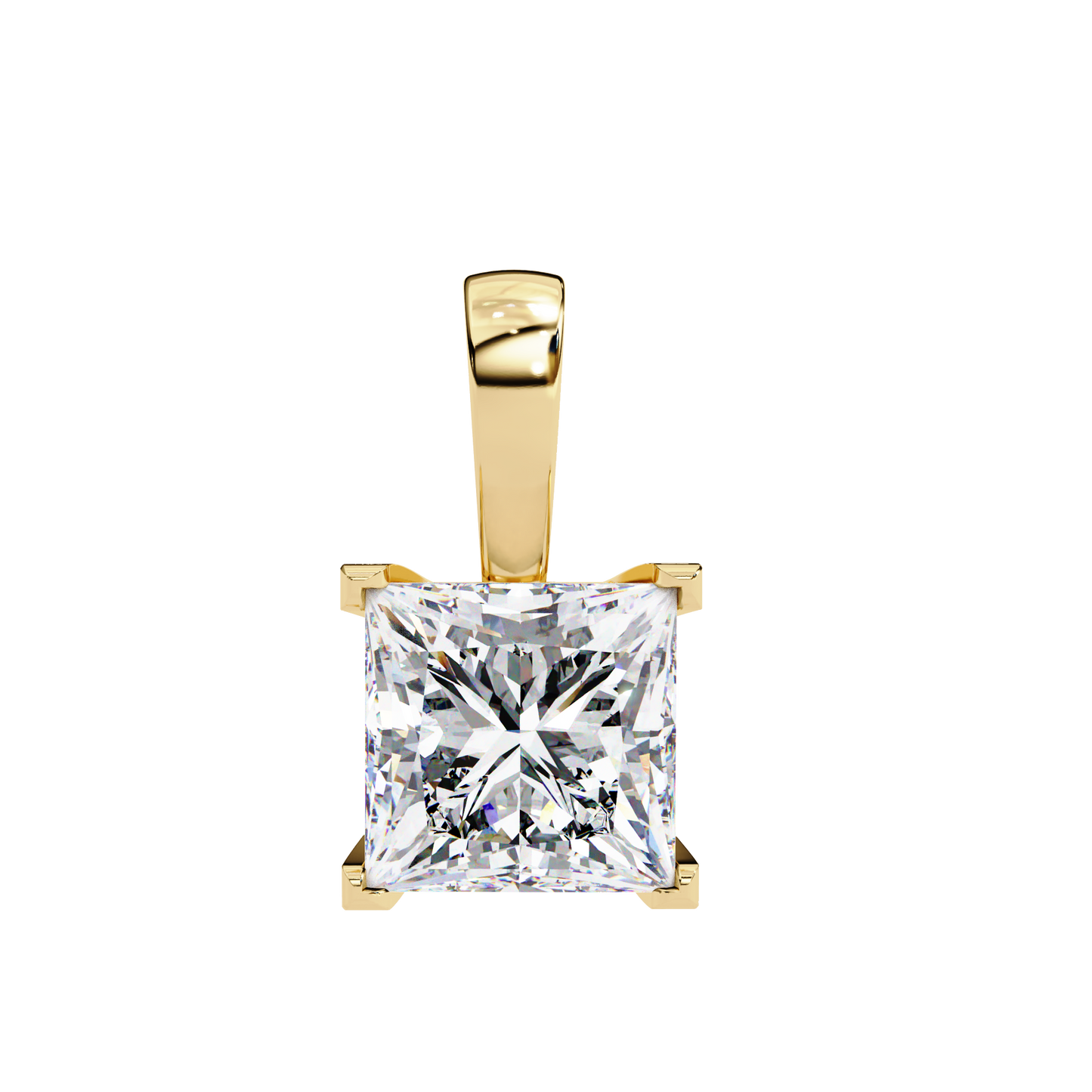 Crown Prism – Princess Cut Lab Diamond Solitaire Chain Pendant