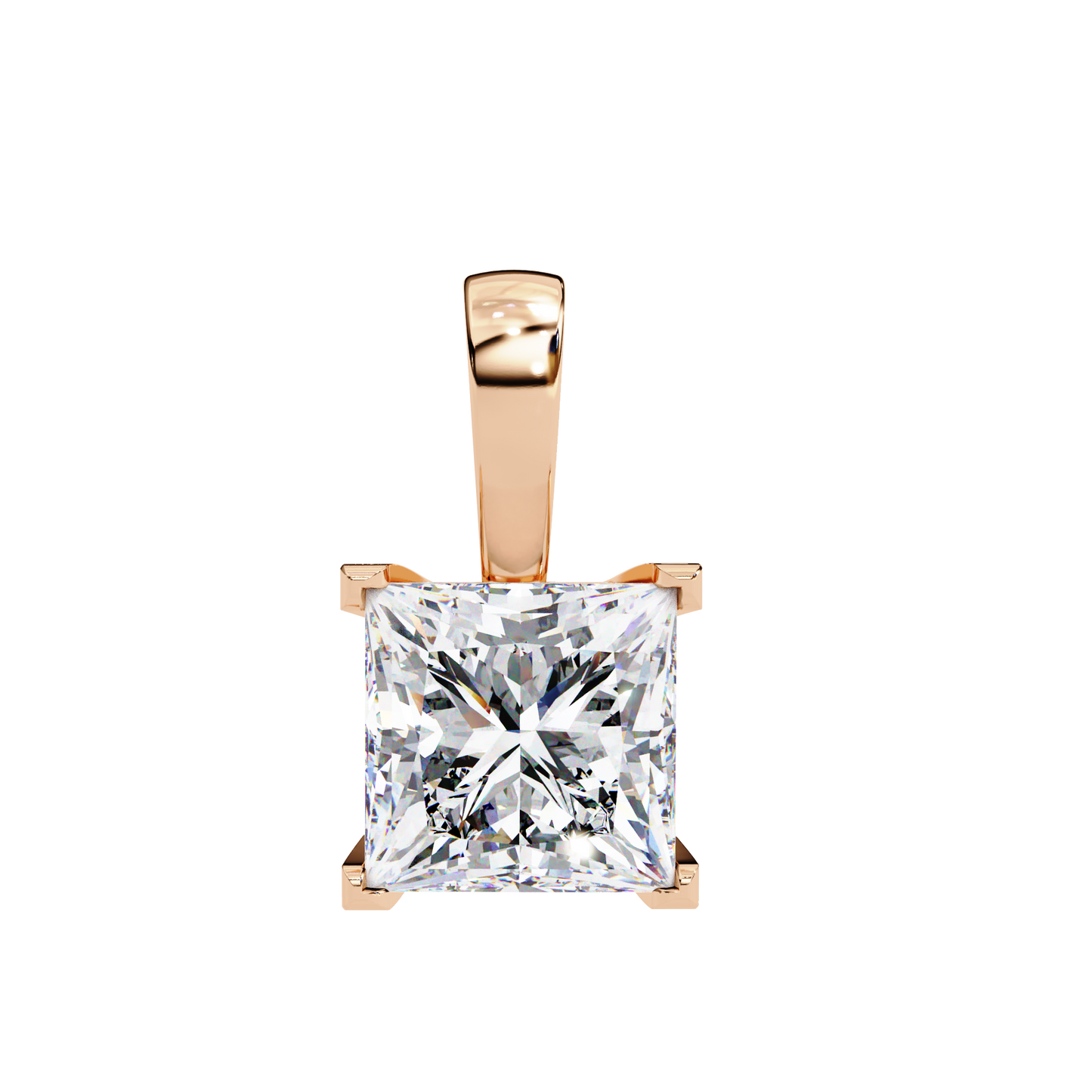 Crown Prism – Princess Cut Lab Diamond Solitaire Chain Pendant