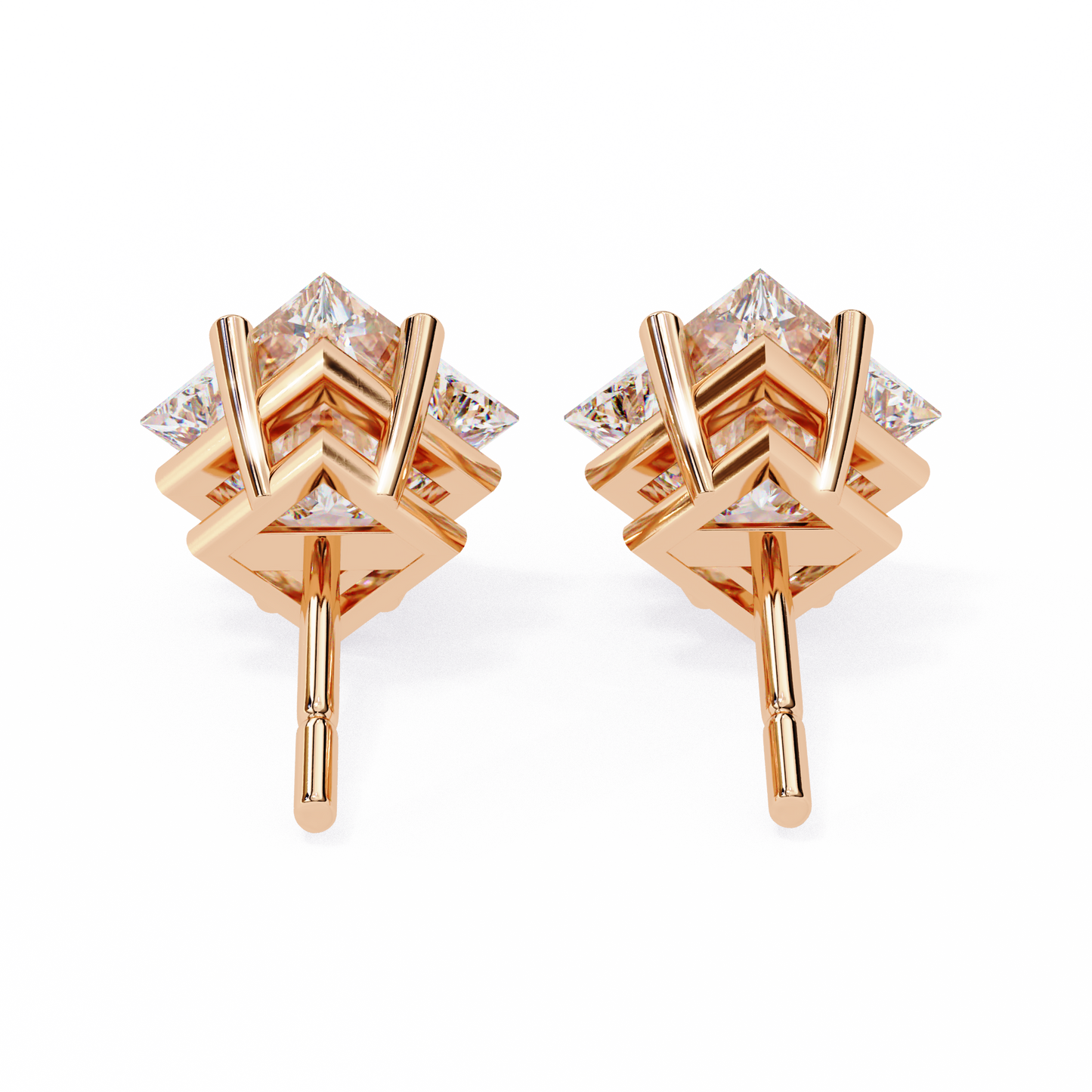 Regal Square – Princess Cut Lab Diamond Stud Earrings