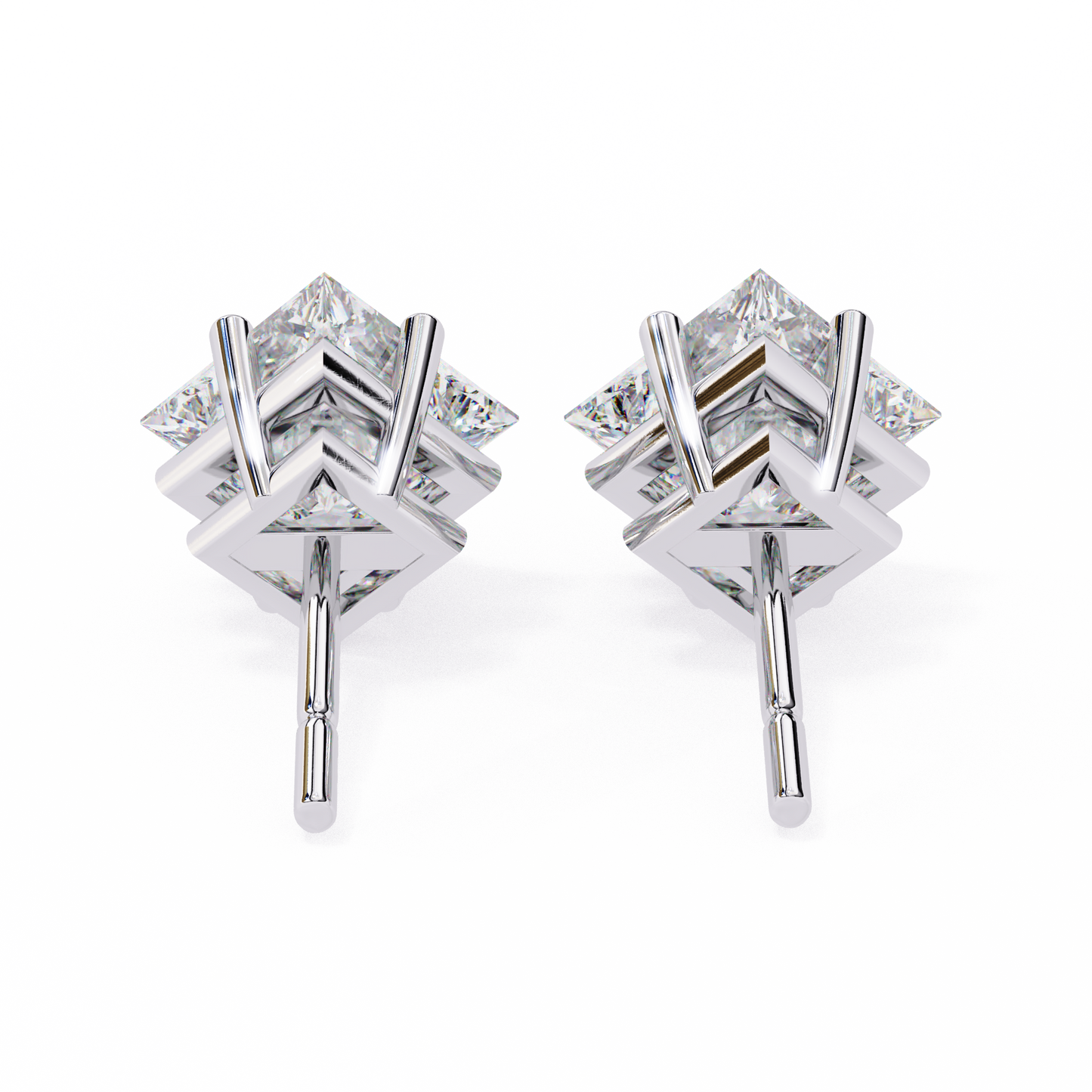 Regal Square – Princess Cut Lab Diamond Stud Earrings