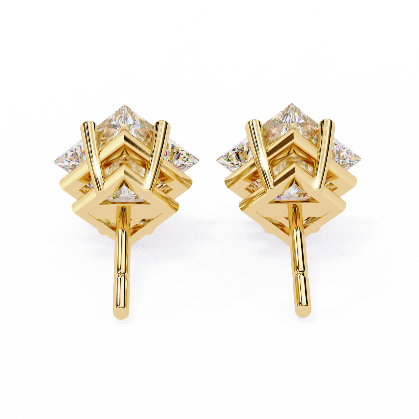 Regal Square – Princess Cut Lab Diamond Stud Earrings