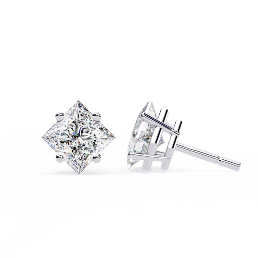 Regal Square – Princess Cut Diamond Stud Earrings
