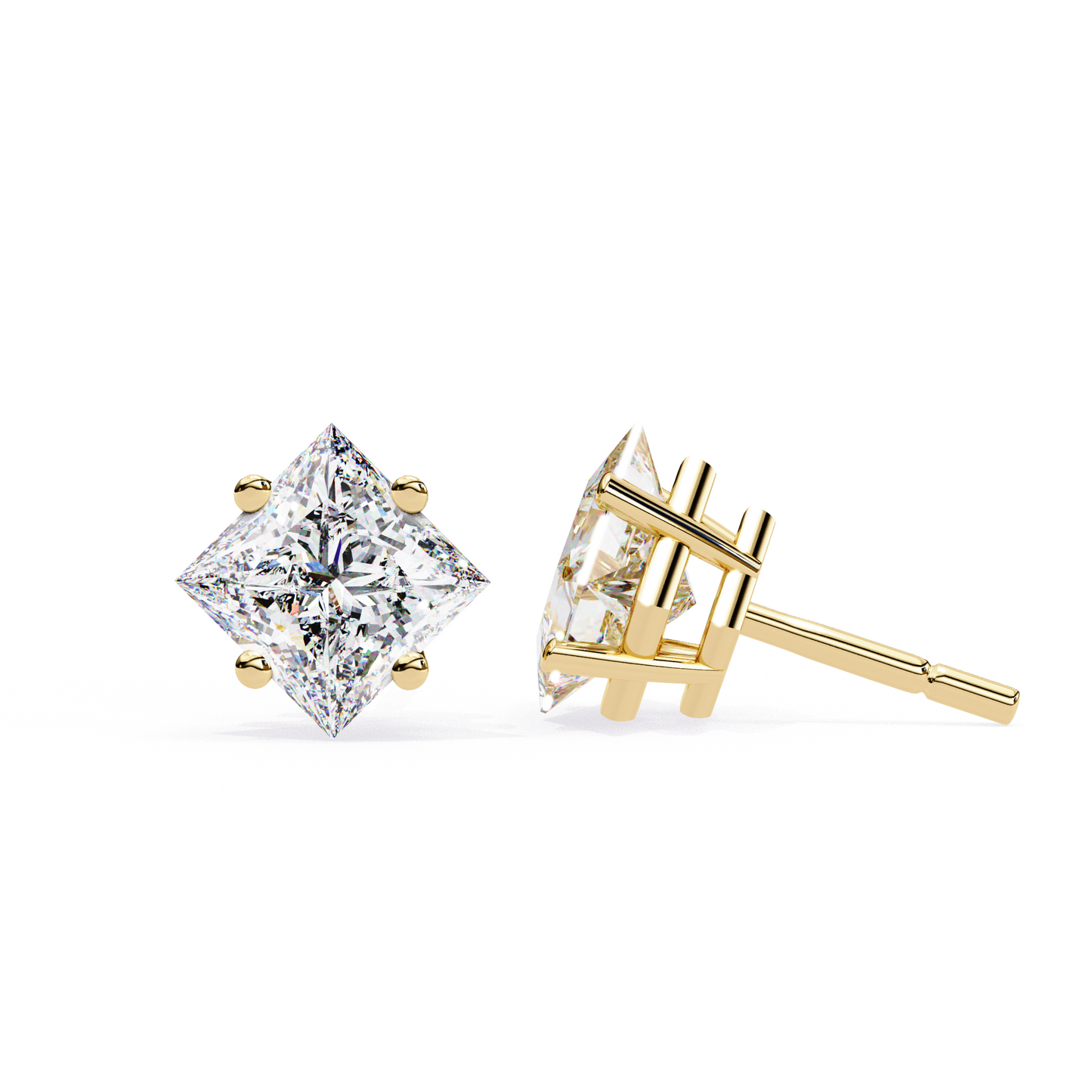 Regal Square – Princess Cut Lab Diamond Stud Earrings
