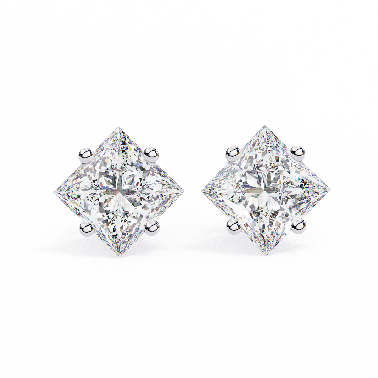 Regal Square – Princess Cut Lab Diamond Stud Earrings
