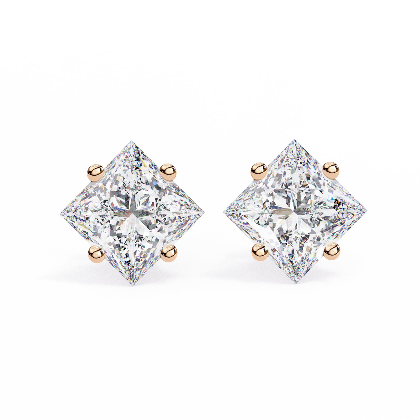 Regal Square – Princess Cut Lab Diamond Stud Earrings