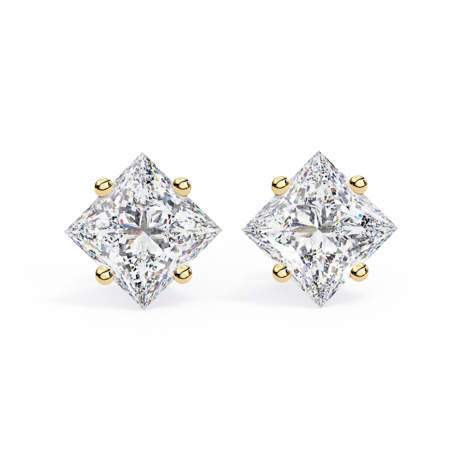 Regal Square – Princess Cut Lab Diamond Stud Earrings