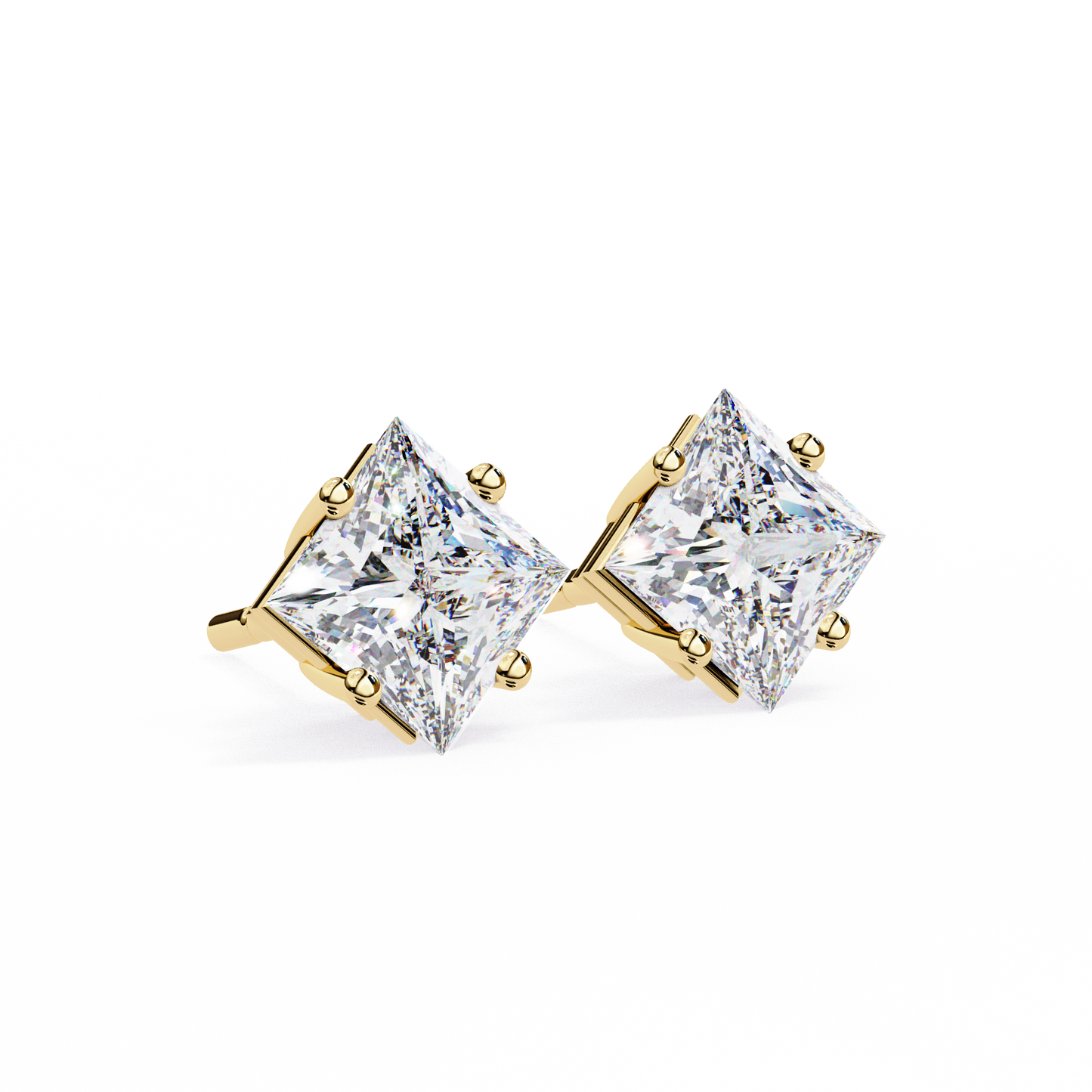 Regal Square – Princess Cut Lab Diamond Stud Earrings