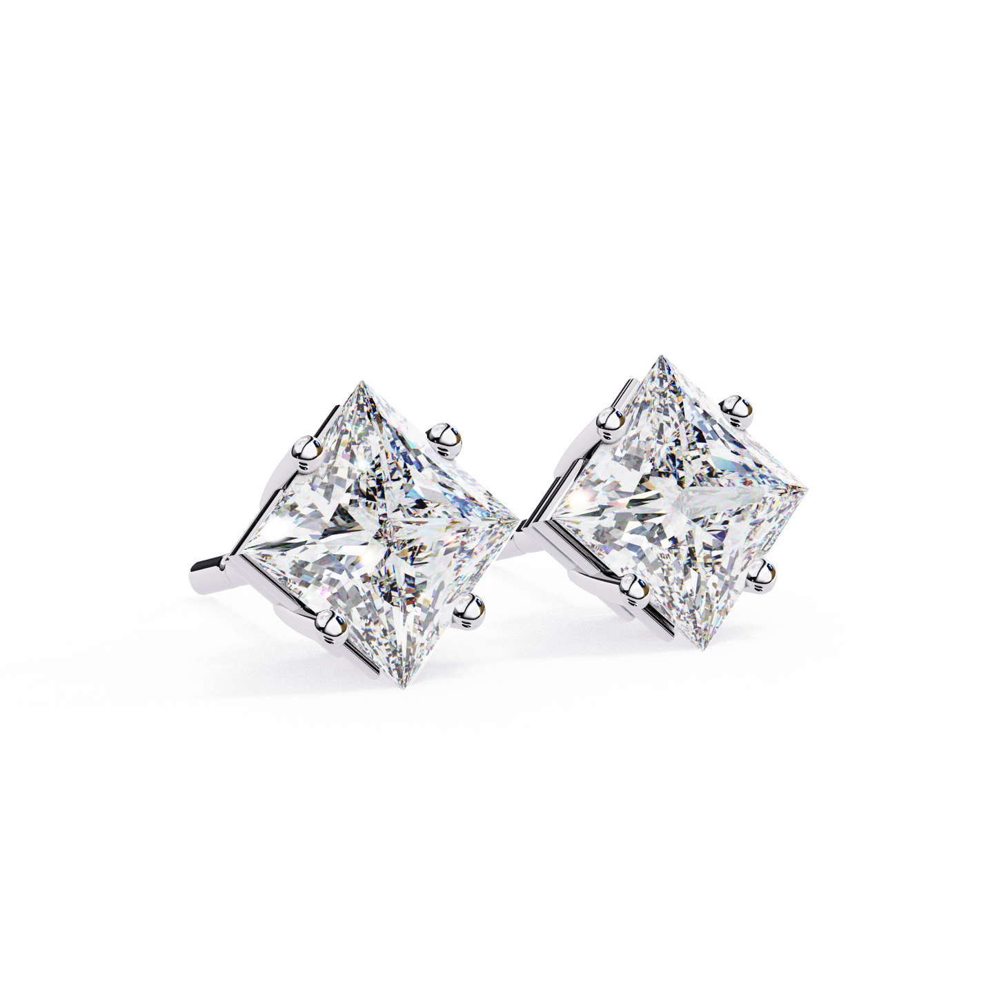 Regal Square – Princess Cut Lab Diamond Stud Earrings