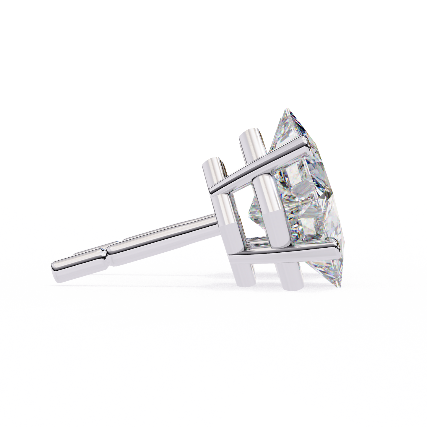 Regal Square – Princess Cut Lab Diamond Stud Earrings