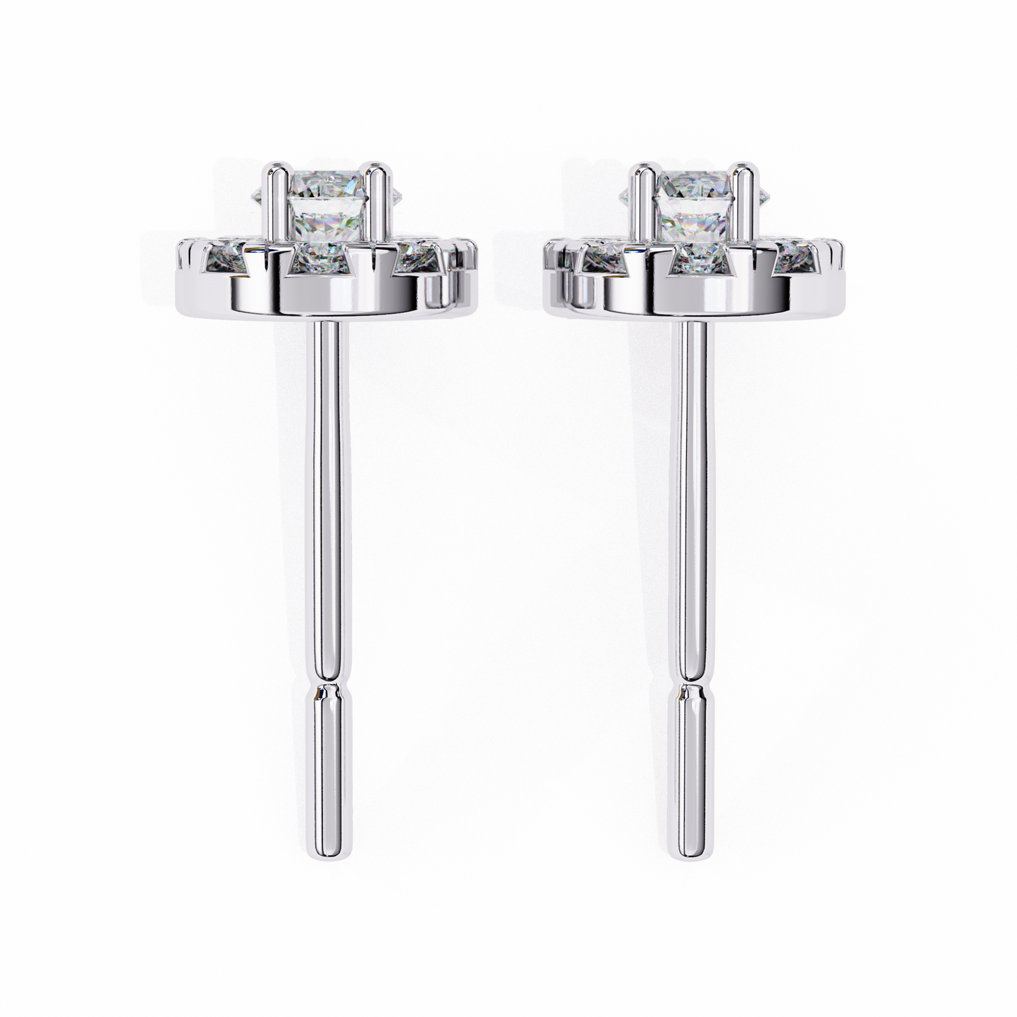 Halo Dash – Round Lab Diamond Bar Drop Earrings