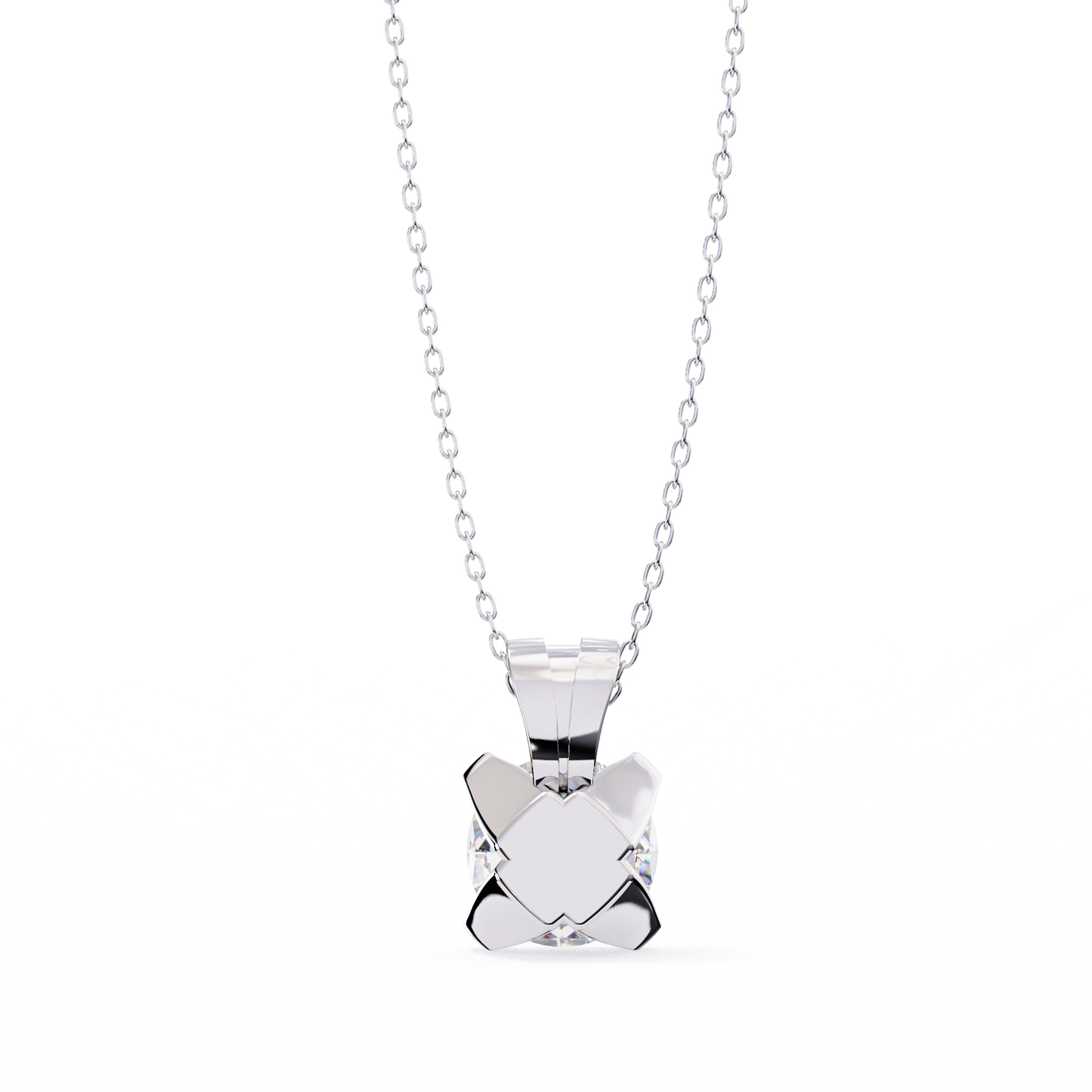 Radiant Drop – Round Lab Diamond Classic Chain Pendant