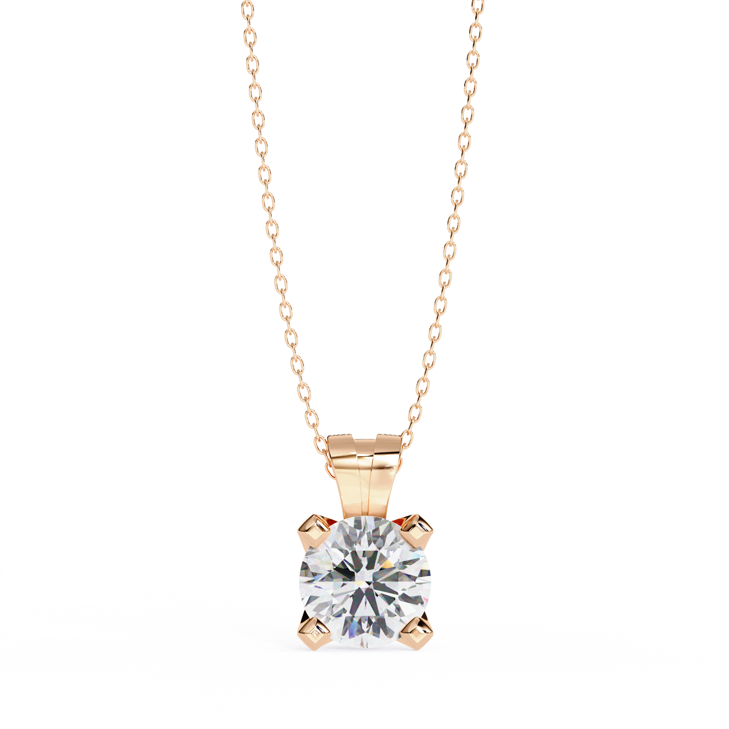 Radiant Drop – Round Lab Diamond Classic Chain Pendant
