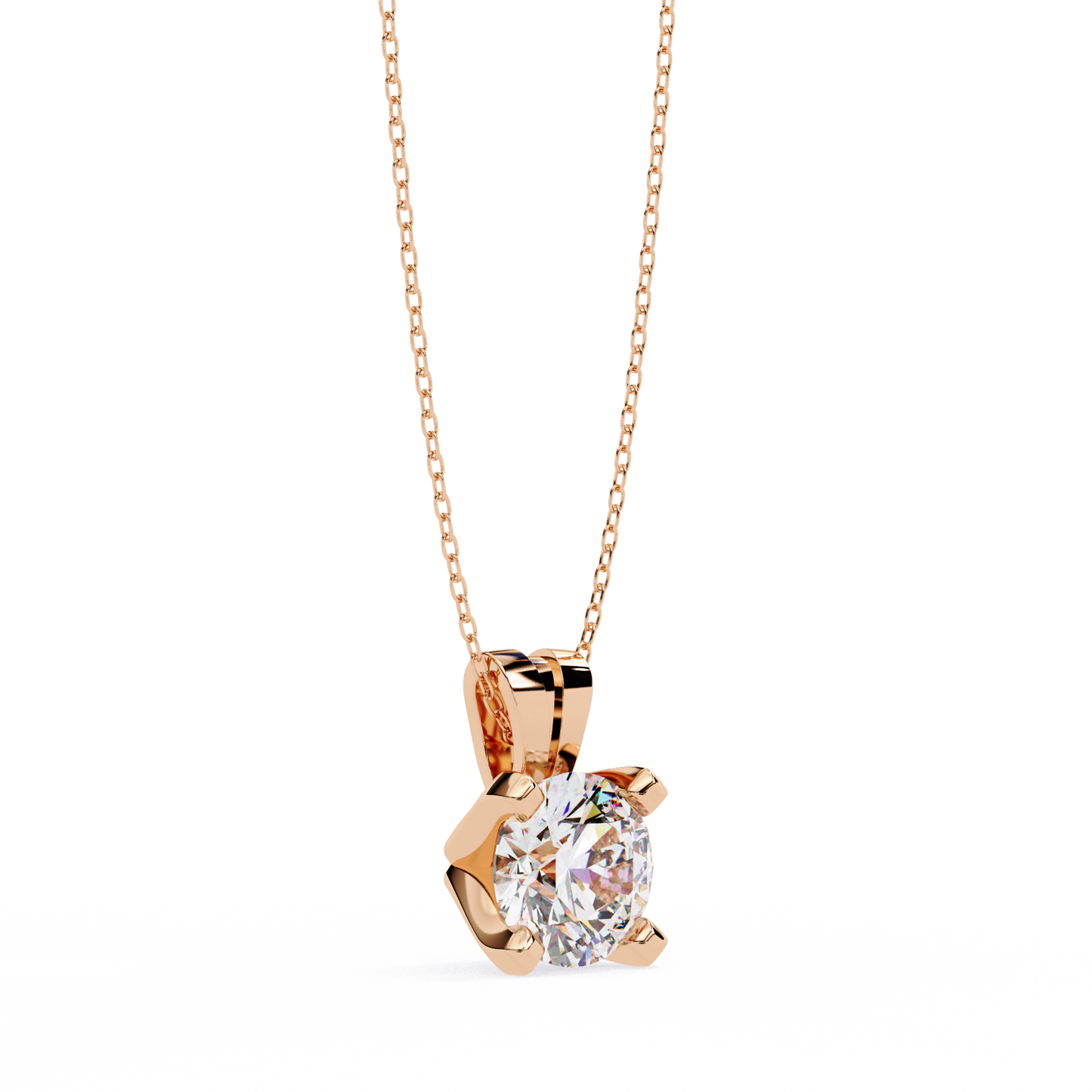 Radiant Drop – Round Lab Diamond Classic Chain Pendant