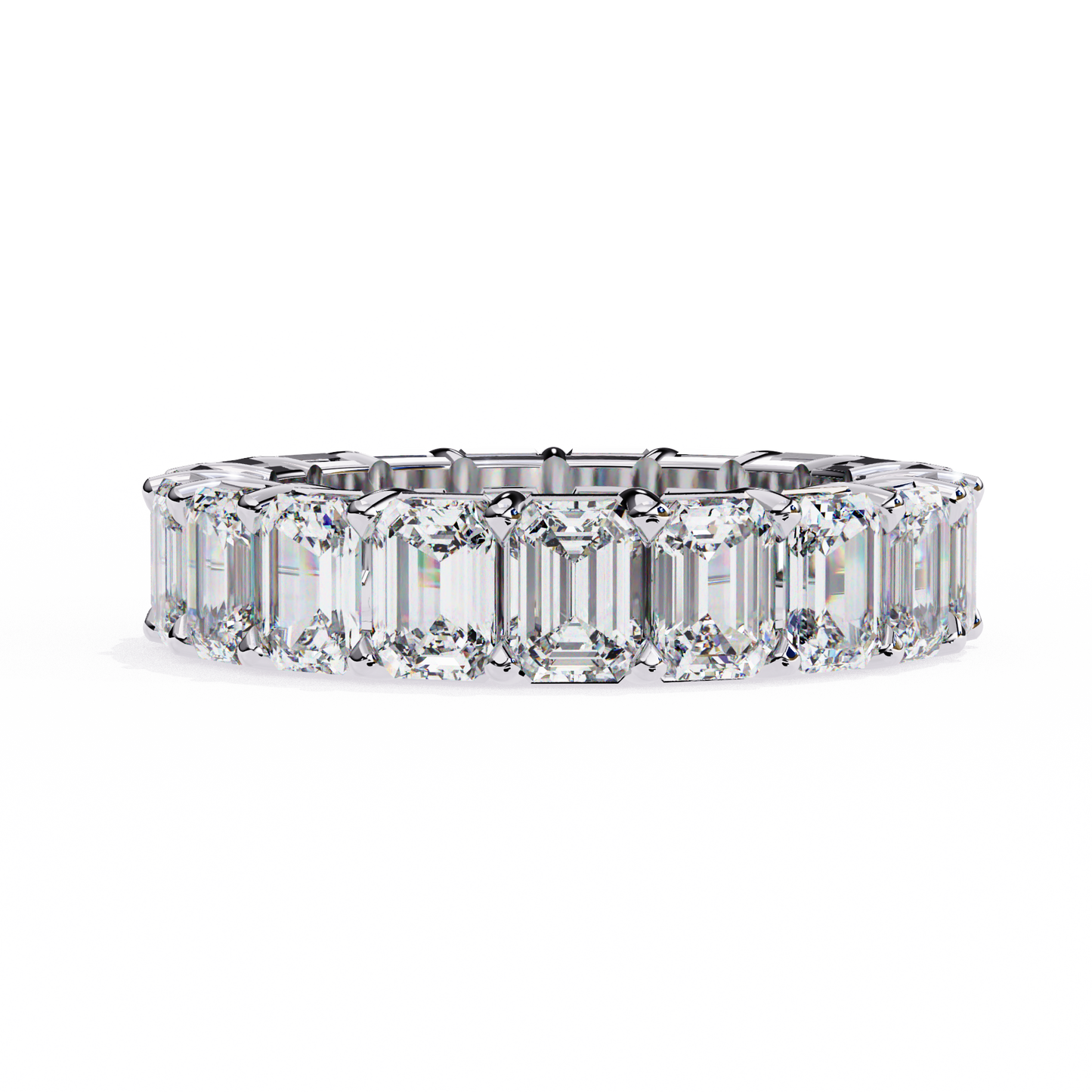 Crescent Bloom – Emerald Cut Lab Diamond Open Band
