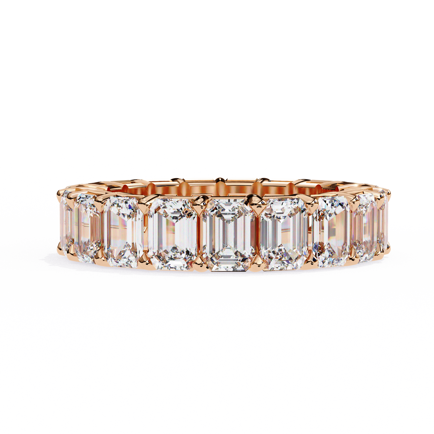 Crescent Bloom – Emerald Cut Lab Diamond Open Band