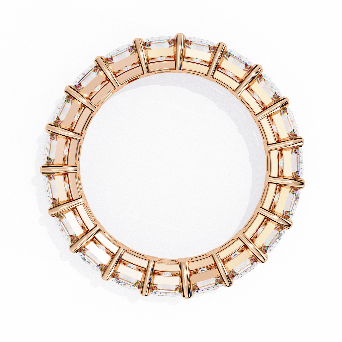 Crescent Bloom – Emerald Cut Lab Diamond Open Band