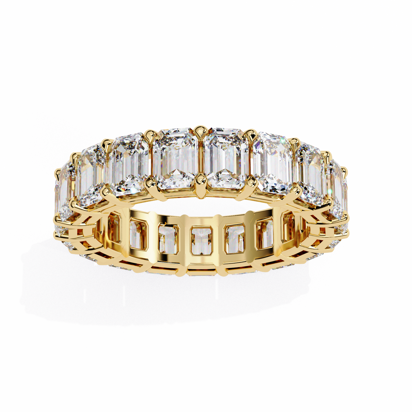 Crescent Bloom – Emerald Cut Lab Diamond Open Band