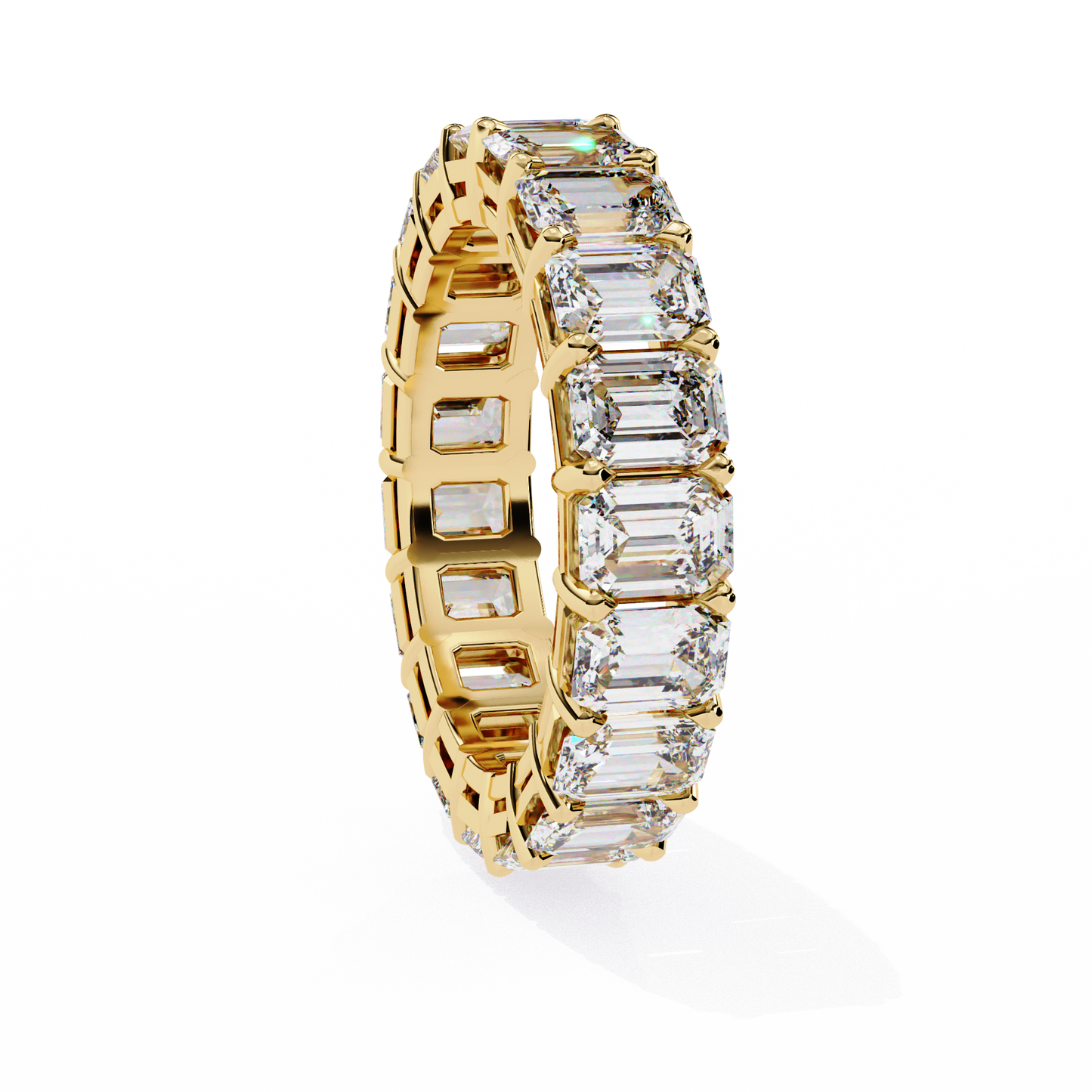 Crescent Bloom – Emerald Cut Lab Diamond Open Band