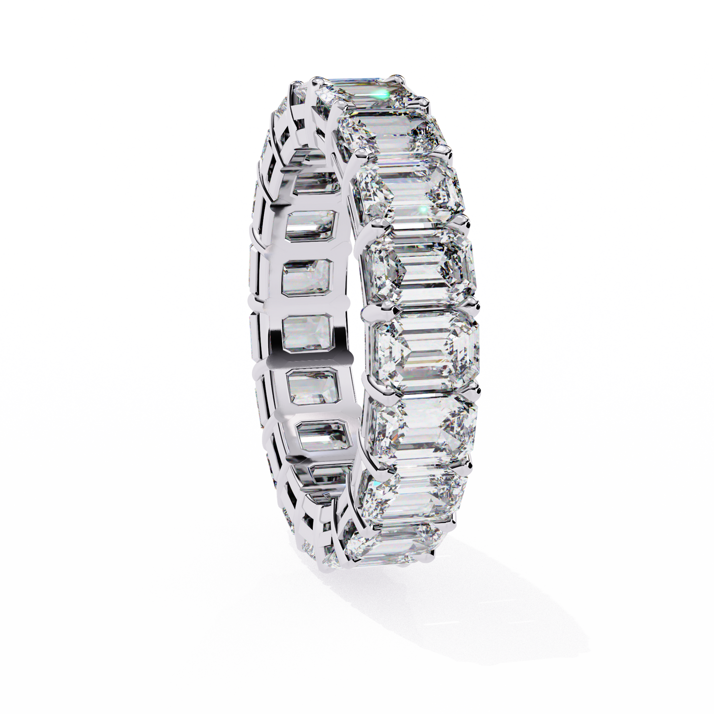 Crescent Bloom – Emerald Cut Lab Diamond Open Band
