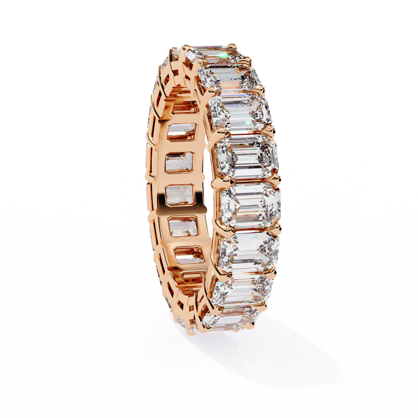 Crescent Bloom – Emerald Cut Lab Diamond Open Band